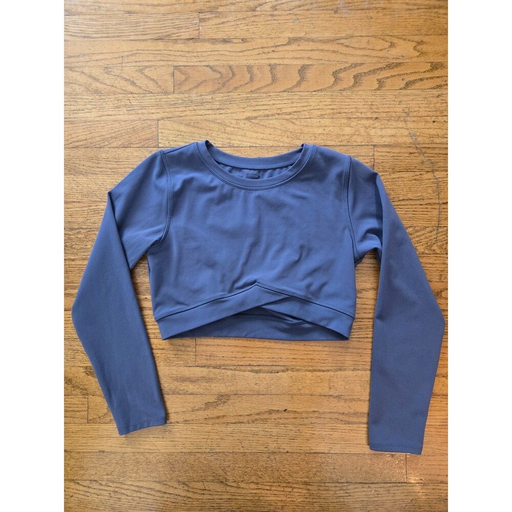 L*Space Active Aim High Crew Neck Long Sleeve Crop Top Blue Size XL